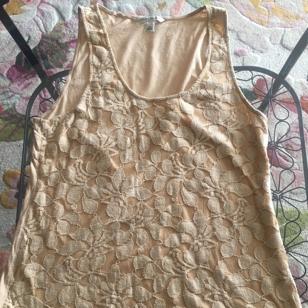 Banana Republic Cream Lace Tank T Shirt